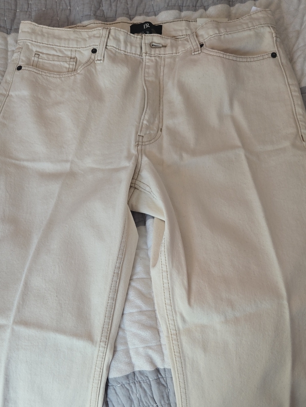 Banana Republic Hi-Rise Relaxed Bootcut Cream Jeans